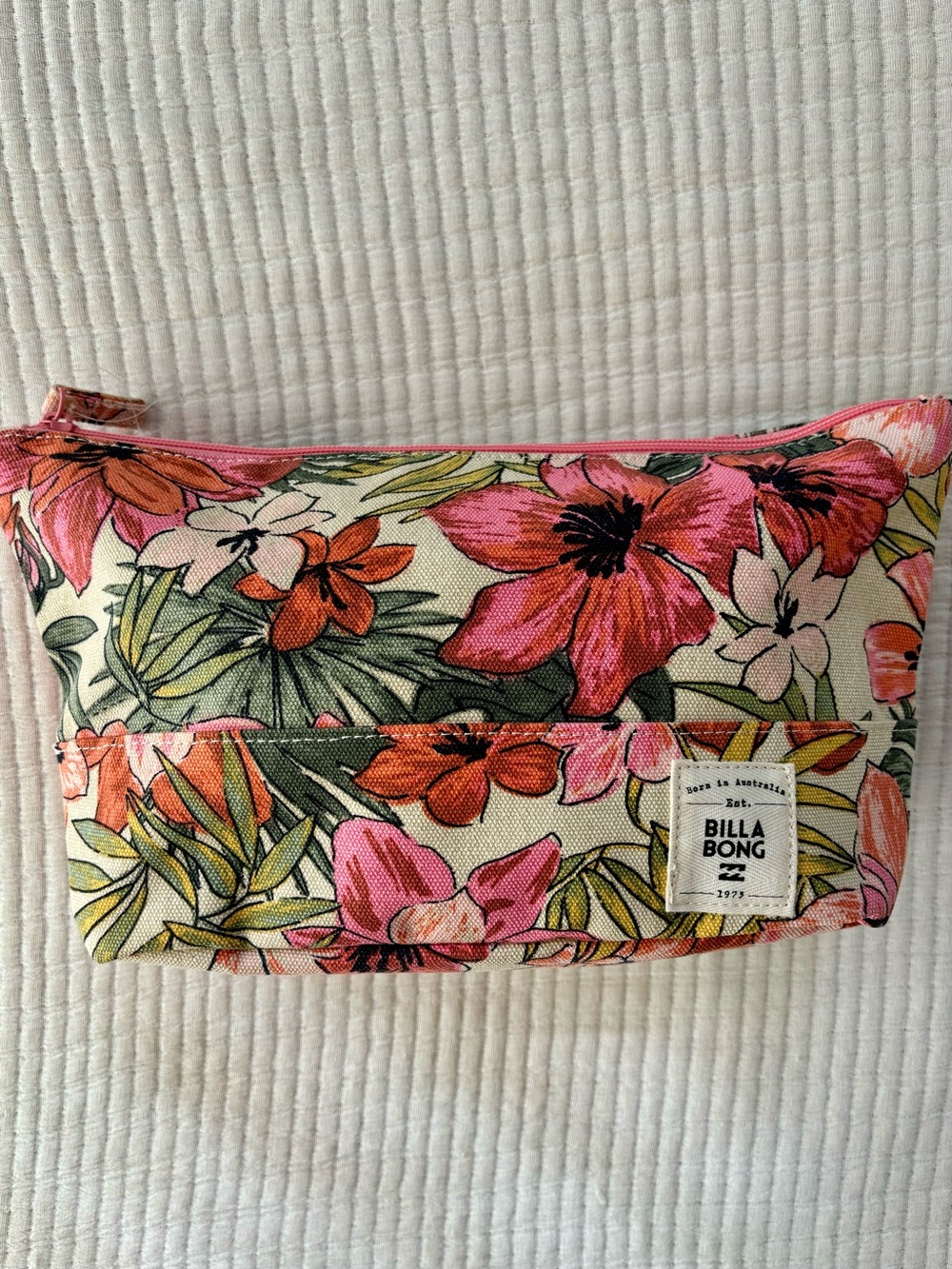 Billabong Tropical Floral Canvas Zipper Pouch Boho Beach Accessory - Picture 4 of 15